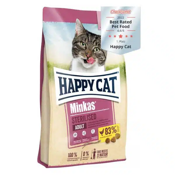 غذای گربه مینکاس هپی کت عقیم شده با طعم گوشت مرغ