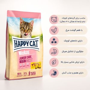 غذای گربه هپی کت جونیور 10 کیلویی