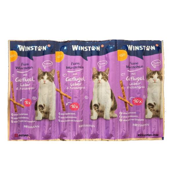 تشویقی مدادی گربه با طعم جگر مرغ و علف گربه وینستون