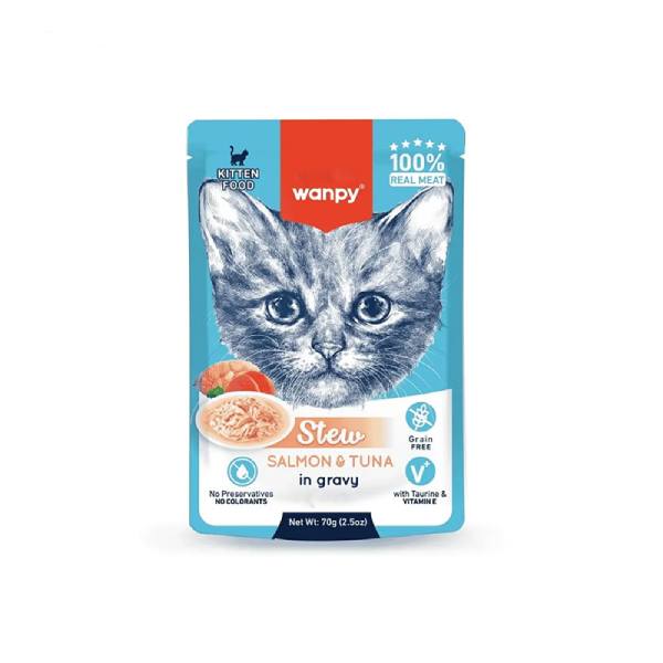 سوپ خورشتی بچه گربه ونپی سالمون و ماهی تن _ 70 گرم سوپ خورشتی بچه گربه ونپی سالمون و ماهی تن _ 70 گرم